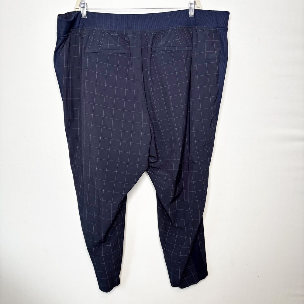 Athleta Brooklyn Textured Ankle Pant Size 26 Navy Windowpane Plaid Plus Size - Picture 7 of 10